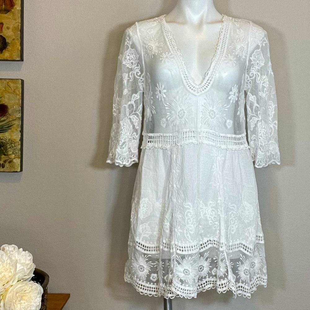 Shein Lace Dress /Coverup White Size 4